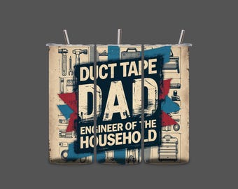 Duct Tape Dad – Techniker des Haushalts | 4er-Pack Sublimationsbecher | 10x9.5" | 300 DPI PNG