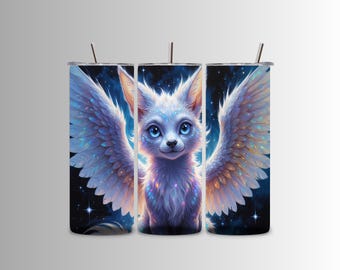 Celestial Winged Cat Tumbler Wraps: Galaxy Animal Art (Digitaler Download, 4er-Pack JPEGs)