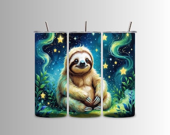 Skurriles Faultier unter den Sternen - 30 Unzen digitaler Tumbler Wrap, hochauflösendes 300 DPI Design, Sofort Download