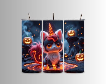 Einhorn Kitty Halloween Lava Tumbler Wrap: 30oz PNG Digital Download