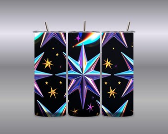 Holographic Star Tumbler Wrap – Rainbow 30oz Tumbler PNGs (Digital Download)