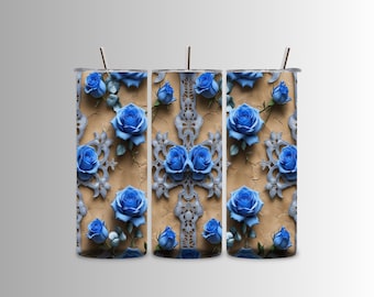 Blaue Rose Spitzenmuster: Nahtloses elegantes Design - 4 PNGs (Digitaler Download)
