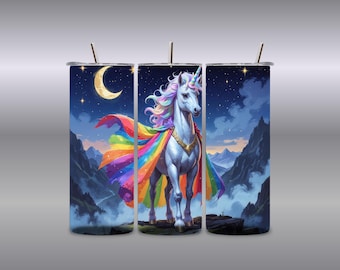 Regenbogen Einhorn Tumbler Wraps Designs: Fantasy Sternenhimmel (Digital Download, 30oz PNG Dateien)