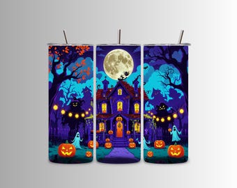 Halloween Haunted House Tumbler Wraps: Gruselige 30oz PNG Designs (Digitaler Download)