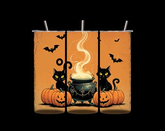 Spooky Black Cats & Cauldrons – Halloween Tumbler Wrap Set (4 PNGs, 30oz)