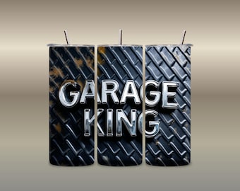 Garage King Tumbler Wrap Set: Chrome Letter PNG Sublimation Design (Digital Download