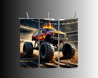 Flaming Skull Monster Truck Tumbler Wraps – 4 Pack – 30oz Tumbler Digital Download