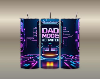 Gamer Dad Tumbler Wraps: Neon Circuit Design (Digital Download, 4 PNGs 10x9.5")
