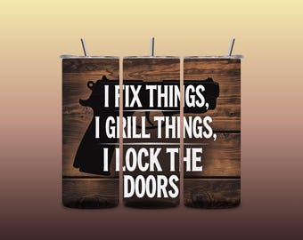 Dad Tumbler Wrap PNG Bundle Fix Things Lock Doors 4-Image Rustic Gun Sublimation Digital