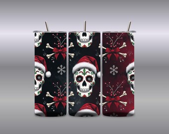 Sugar Skull Santa Becher Wrap - Gothic Weihnachtsdesign (Digitaler Download)