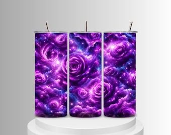 Galaxy Rose Becherhüllen-Bundle (PNG), fünf kosmische Blumenfarben, himmlischer Sublimationsdruck (digitaler Download)