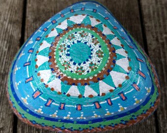 Hand-painted mandala rock.
