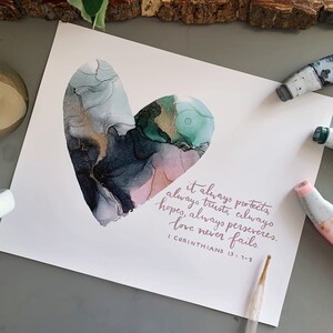 1 Corintios 13 alcohol tinta corazón pintura, Arte cristiano y Señales bíblicas