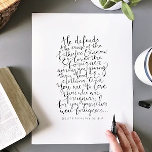 Refugee Bible verse calligraphy