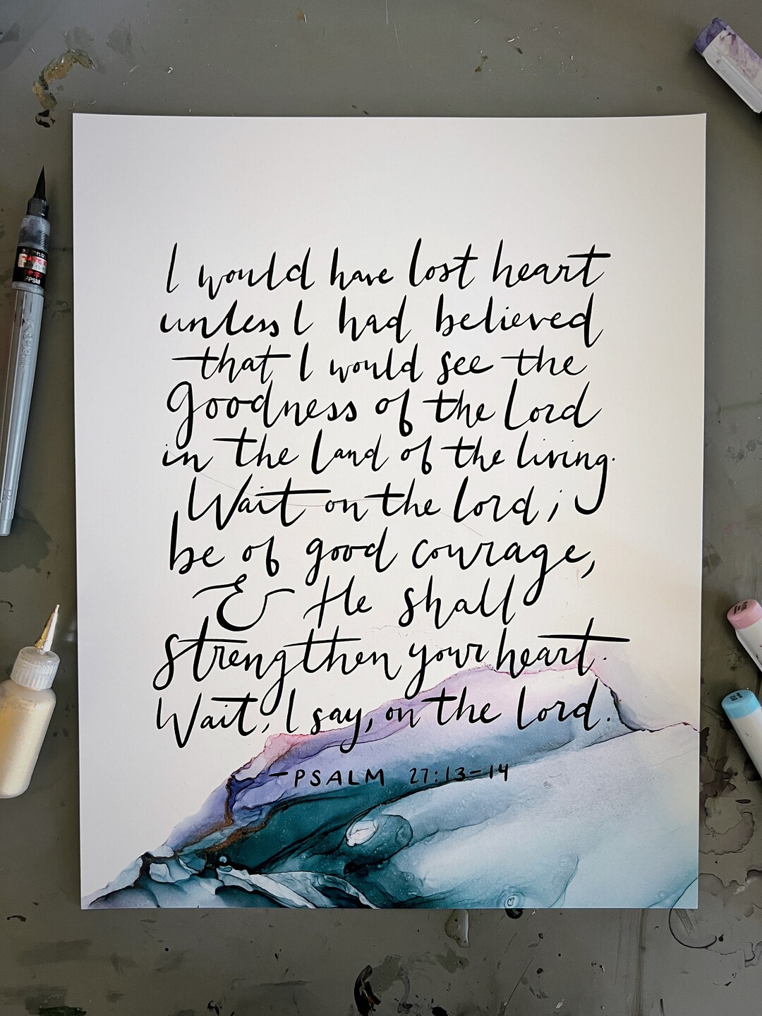 Wait on the Lord Sign, Psalm 27 Bible Verse Wall Art, Goodness of God ...