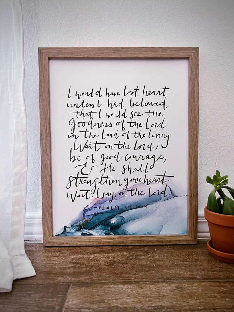 Wait on the Lord Sign, Psalm 27 Bible Verse Wall Art, Goodness of God ...