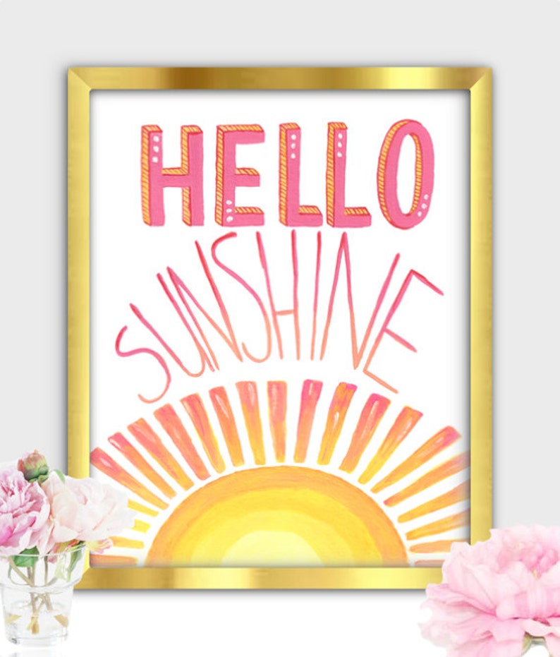 Hello Sunshine Wall Art Printable Instant Digital Download | Etsy