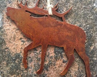 Elk Wapiti - Rustic Metal Ornament or Magnet - Yellowstone - FREE SHIPPING