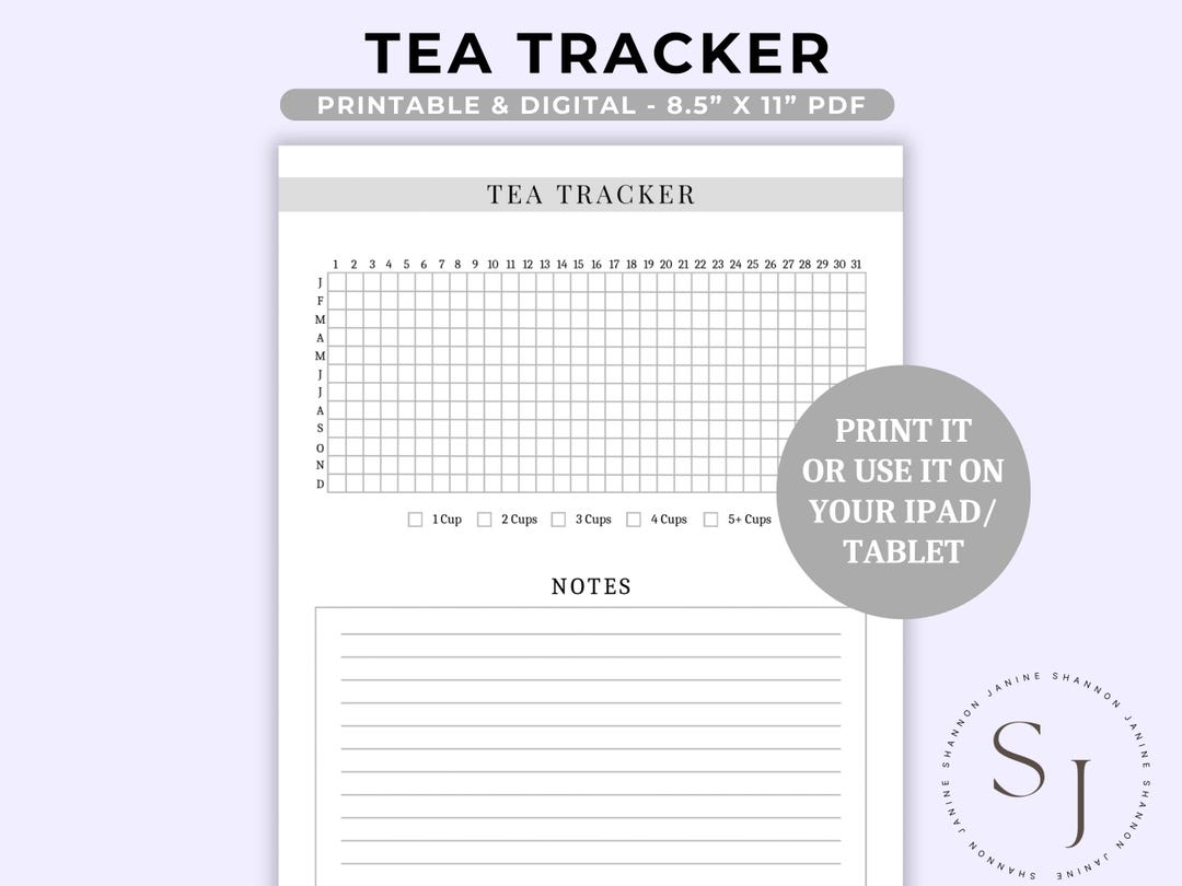 Trackerr Tea Tea Tracker | Printable Journal Page | Digital iPad Planner | Printable ...