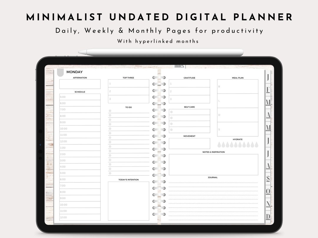 Minimalist UNDATED Digital Planner | Aesthetic Planner | Weekly Planner ...