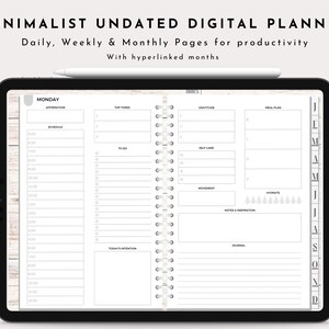 Minimalist UNDATED Digital Planner | Aesthetic Planner | Weekly Planner, Daily Planner, Monthly Planner | Goodnotes Planner | Hyperlinked
