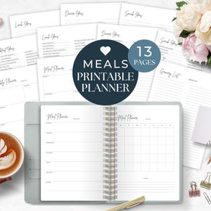 Meal Planner | Printable Planner | Digital Planner for iPad GoodNotes | Minimalist Aesthetic Planner | Printable Planner Pages | Monthly