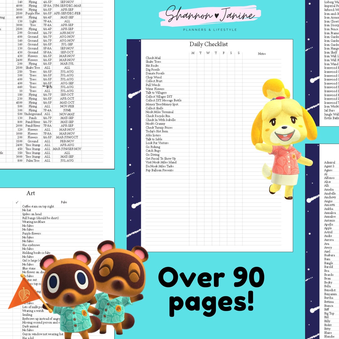 ACNH Planner ACNH Checklist Animal Crossing New Horizons Printable