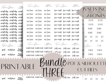 Text Bundle 3, Skript Aufkleber, Schrift Aufkleber, druckbare Erin Condren Aufkleber, glückliche Planer Aufkleber, druckbare Planer Aufkleber, digital