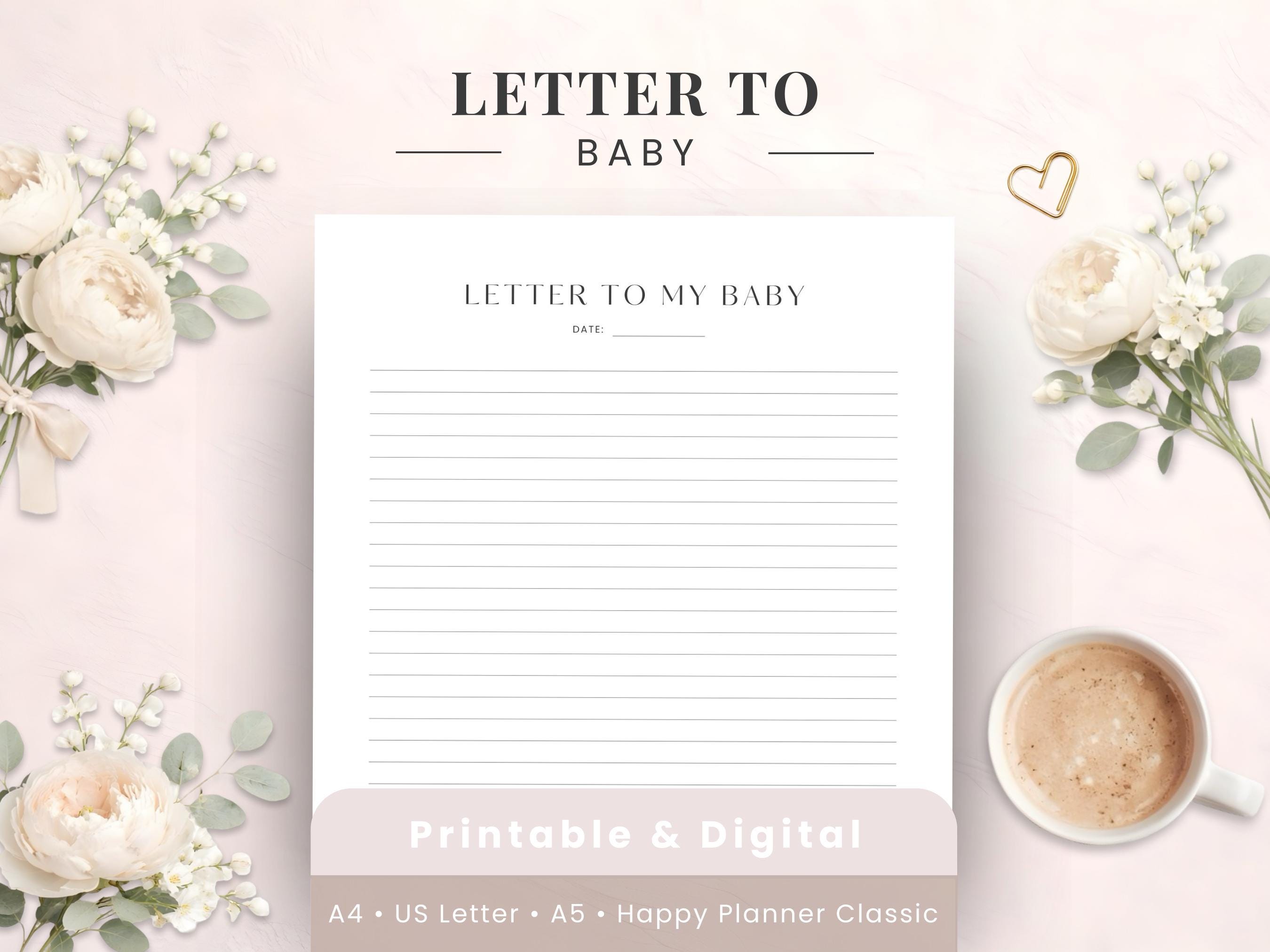 Maternity Writing Letter to My Baby Printable Journal Page, Pregnancy or New Mom Keepsake ...
