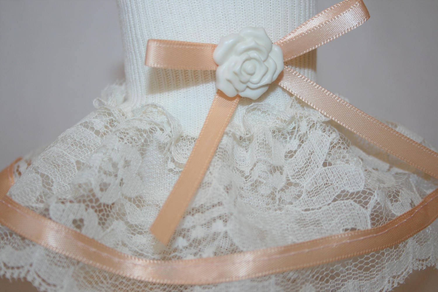 Girls Ivory Nylon /& Lace Flower Girl Socks with Ivory Satin Ribbon Bows