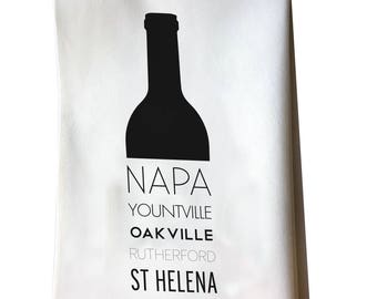 Napa Valley Wine Bottle tea towel - hostess gift