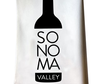 Sonoma Valley cotton flour sack tea towel - hostess bridal wedding welcome gift
