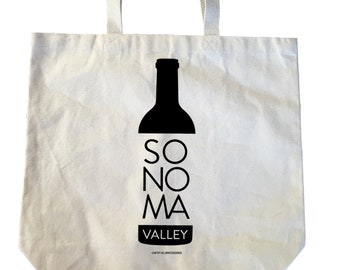 Sonoma Valley Wine Bottle Heavyweight Tote Bag