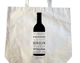 Sonoma Valley Cities Wine Bottle Heavyweight Tote Bag