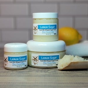 Lemon Sugar Emulsified Goat Milk Sugar Scrub, Exfoliating Scrub, Body Polish, Body Scrub, Not Oily or Greasy Feeling!