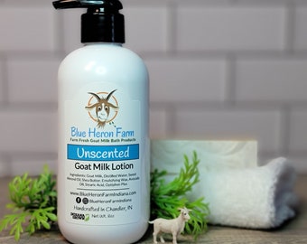 Unscented Goat Milk Lotion, Handcrafted, Ingredients