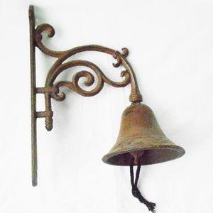 Bronze French Scroll Rustic Antique Solid Cast Iron Big Hanging Door Bell Decor