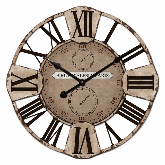 Cafe Home Decor Large 60cm Vintage French Provincial Country Rustic White Simple Style Decorative Metal Wall Clock