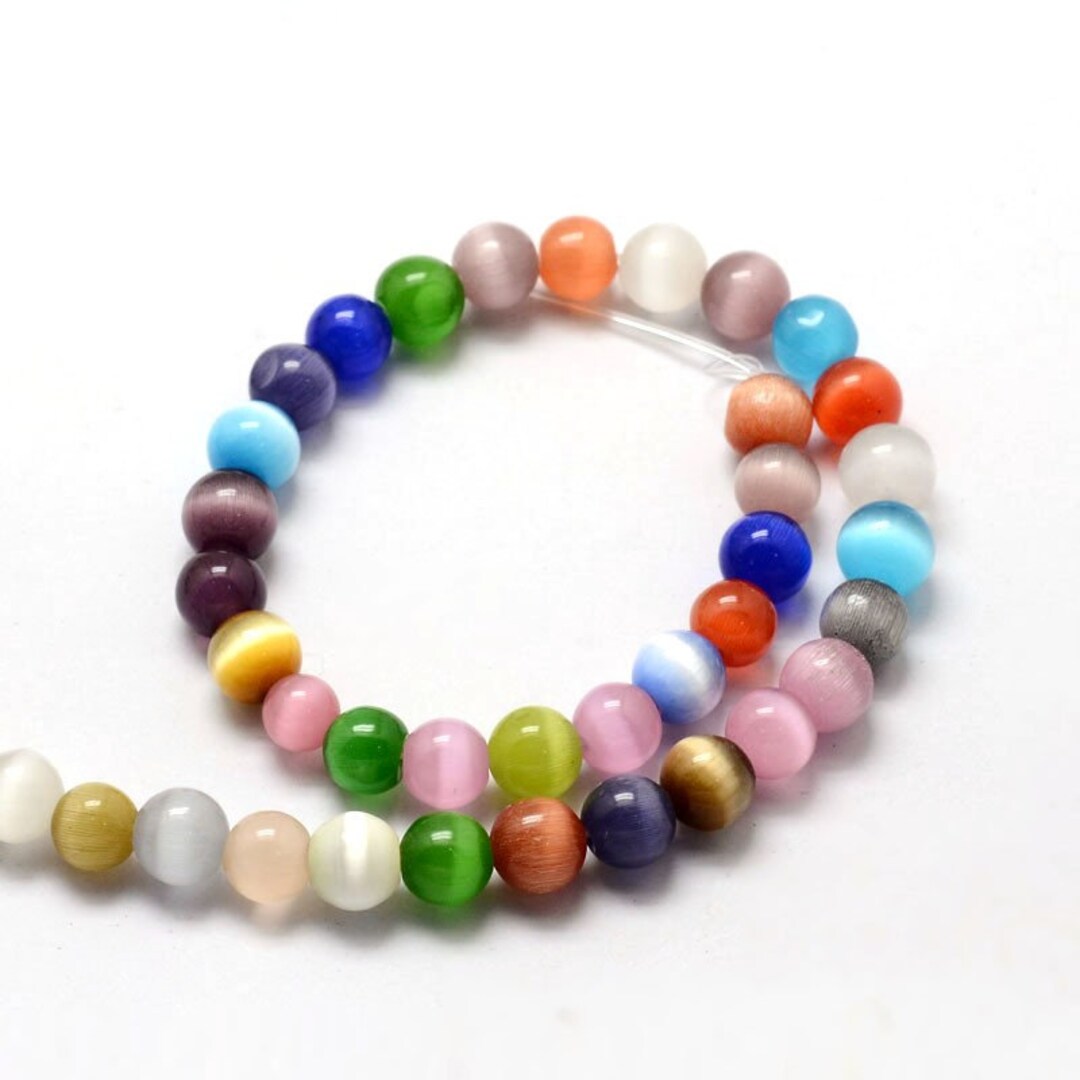 50 Cat's Eye Glass Beads, Round, Mixed Color, 8mm, Wholesale, Big Lot Etsy