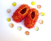 4_Knitted chaussons / chaussettes tricoté / chaussons filles filles chaussettes / / rouge chaussons / chaussettes rouge / enfants nous taille 5-7 / fait main/confortable