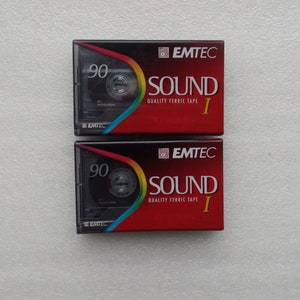2 X EMTEC SOUND 1 , Blank Audio Cassette Tapes , 90 min , Quality Ferric Tape , New , Factory Sealed , Free Worldwide Shipping