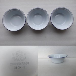 3 x Vintage Enamelware, Vintage Enamel Dish, Plate, China Enamel,  FREE SHIPPING