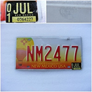 Vintage New Mexico USA  Original Car License Number Plate NM 2477 , Metal Sign , Garage Wall Decor ,  FREE Shipping