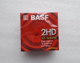 Floppy Disks BASF 2HD , 10 Diskettes , Made in Germany , New , Unused , Sealed , Free Shipping