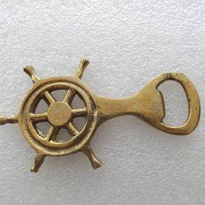 Vintage Brass Bottle Opener Ship Rudder , Ship Steering Nautical Bottle Opener Brass , FREE SHIPPING