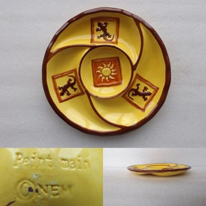 Vintage Relief Ceramic Serving Plate ONEM maozi  , Vintage Serving Food Tray with 4 Sections , EXCELLENT , FREE Shipping
