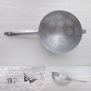 Vintage USSR Аluminium Colander with Handle , Antique Strainer , Kitchen Tools , EXCELLENT , Free Worldwide Shipping