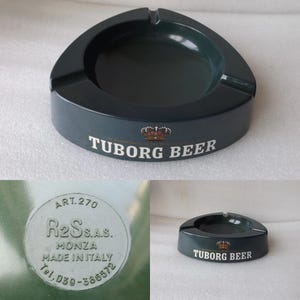 Vintage Ashtray R2S Monza Made In Italy , Vintage Old Large "Tuborg Beer" Green , Plastic Advertising Ashtray Gift for Smoker  FREE SHIPPING