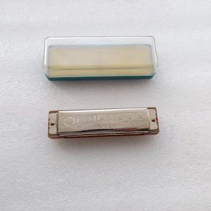 Vintage Old Germany Harmonica ''Olympia'' Musical Instrument with Original Box , Free Worldwide Shipping