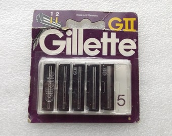 Vintage GILLETTE GII Set of Five Shaving Blades (Made in Germany) New / Sealed , Free Worldwide Shipping